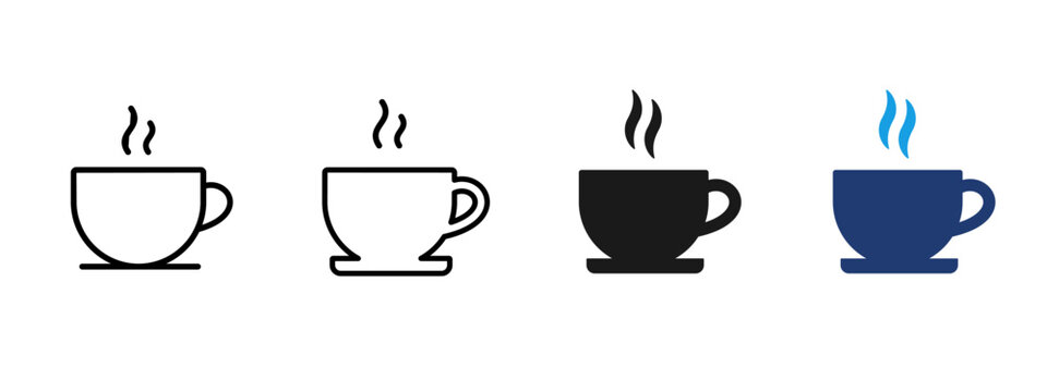 Coffee cup icon with hot steam. Suitable for cafe and restaurant menus, food and drink apps, coffee breaks, morning routines, beverages sections, user interface elements and hospitality design.