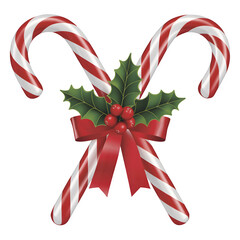 Festive Candy Canes with Holly and Bow