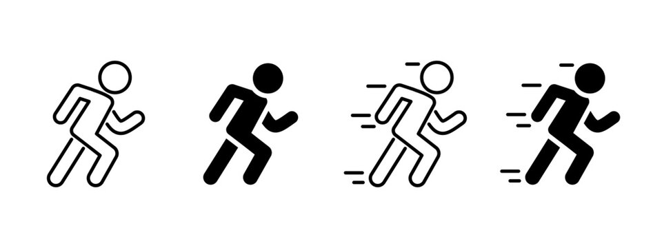 Speed and running icon with a person in motion. Symbol of fast movement, action and progress. Ideal for performance concepts, quick response, activity tracking and dynamic UI design.