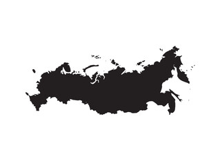 Minimalist black and white map of russia