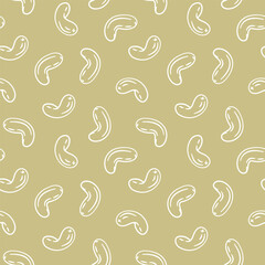 cashew nut pattern background. seamless pattern of cashew nuts. Doodle cashew pattern background. doodle cashew seamless pattern.