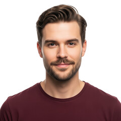 Obraz premium Portrait of a young man with short beard isolated on transparent background