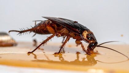 Cockroach Caught in Sticky Trap - A Close-Up View of Pest Control.