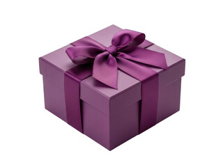 Obraz premium Elegant purple gift box with bow isolated on transparent background