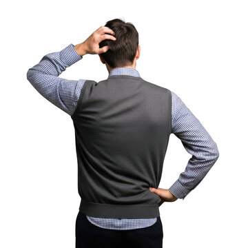 Man in thoughtful pose isolated on transparent background
