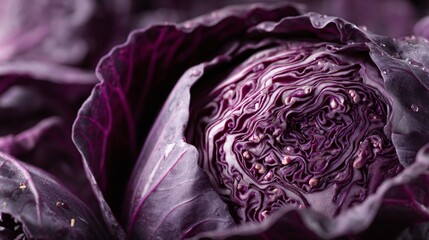 Obraz premium Red cabbage with visible spice pods, macro storytelling detail