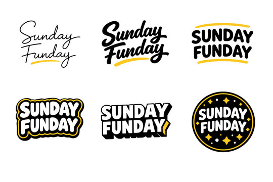 Creative sunday funday lettering designs and typography styles collection