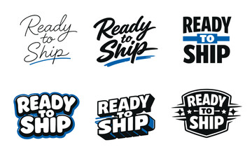 Obraz premium Ready to ship text design variations collection in black and blue