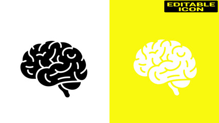 Two distinct brain images with one half in black and white and the other in grayscale. Vector