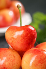 Fresh Golden Rainier Cherries from Chile - Premium Imported Yellow Fruit with Red Blush