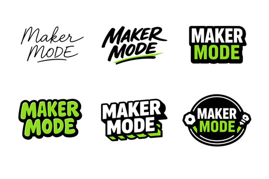 Maker mode logos collection with bold text and green highlights