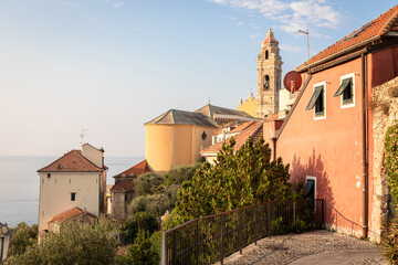 Scenic View of Cervo Village in Liguria Italy at Sunset