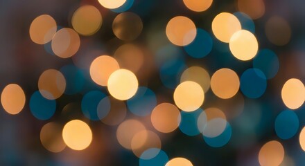 Obraz premium Abstract bokeh lights background with warm golden and cool blue circular blur effects creating dreamy atmosphere for holiday celebrations and festive designs.