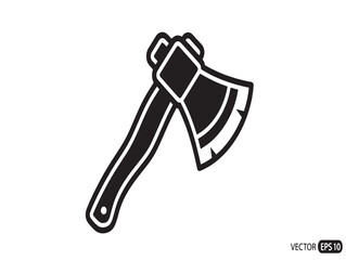 Minimalist black and white axe vector illustration