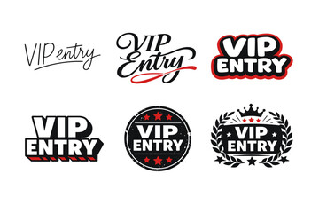Obraz premium Vip entry badge designs with bold typography and decorative elements