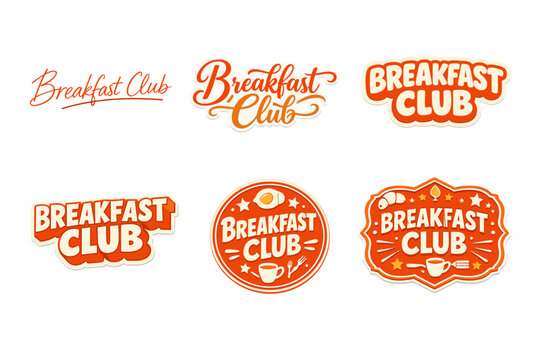 Breakfast club logo designs in orange and white