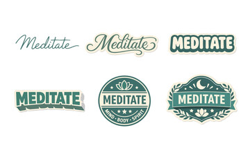 Obraz premium Meditate typography designs with mind body spirit emblems in green tones