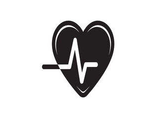 Minimalist heartbeat icon with ecg line