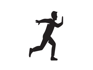 Dynamic silhouette of a running person in minimalist style