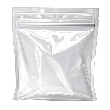 Realistic rendering of a stand-up pouch with a resealable zip lock closure.