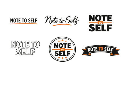 Collection of decorative 'note to self' designs in various styles and motifs