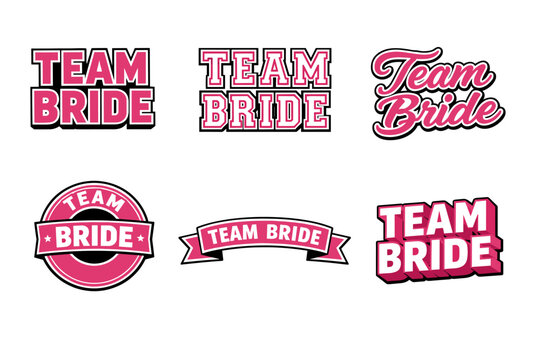 Team bride logos: pink bachelorette party design collection