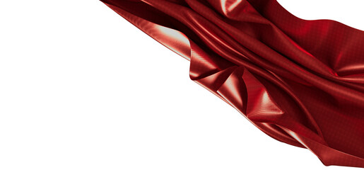Dramatic draped red fabric with a luxurious texture against a clean white backdrop, creating a sens © vegefox.com
