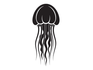 Minimalist black and white jellyfish vector illustration