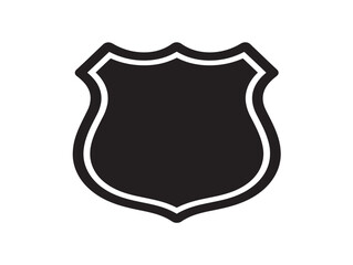Minimalist black and white shield badge icon