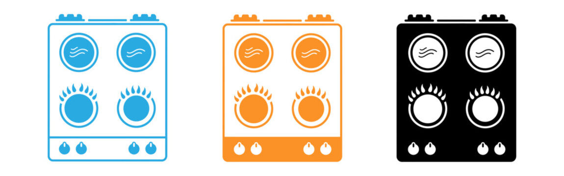 Electric stove icons in various colors