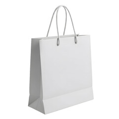 White paper shopping bag with handles and handles front bag with white.
