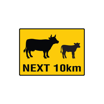 Livestock Next 10km Rural Road Animal Crossing Warning Safety Sign