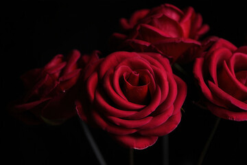 Red Roses on Dark Romantic Background
