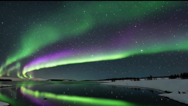 The aurora borealis northern lights time lapse in the sky