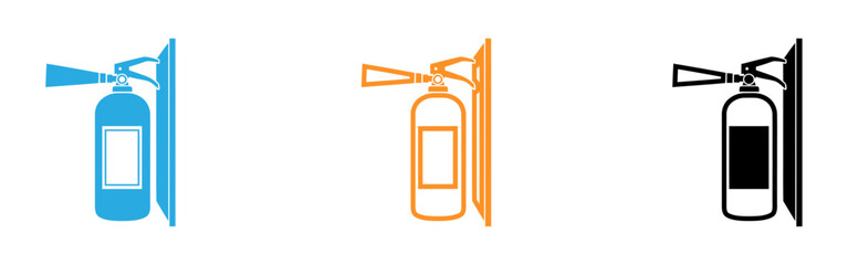 Obraz premium Fire extinguisher icons in blue orange and black