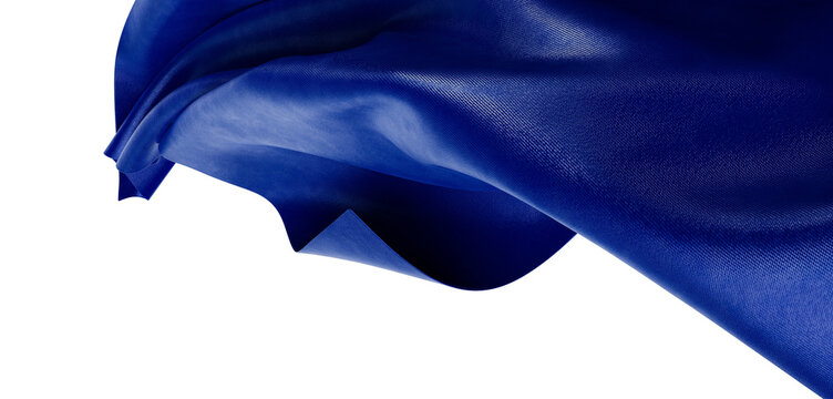 Elegant abstract composition featuring dynamic blue fabric against a clean white backdrop, ideal for backgrounds and des