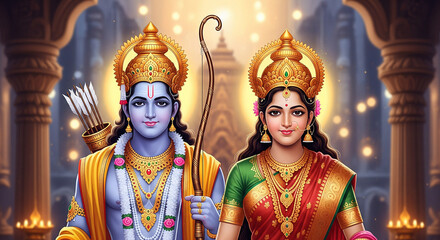 Fototapeta premium Cinematic 8K Realistic Depiction of Ram and Sita During Vanvas