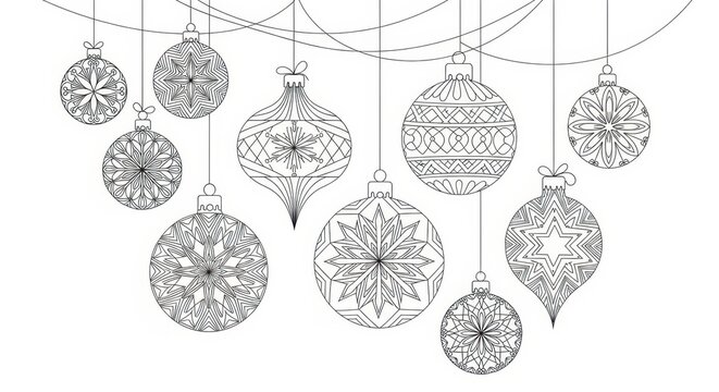 Intricate Line Art Christmas Ornaments Hanging Decoration