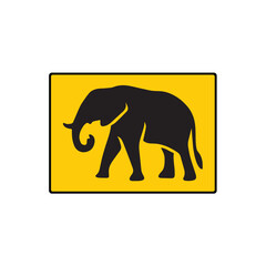 Fototapeta premium Wildlife Area Elephant Symbol Animal Awareness Safety Warning Sign