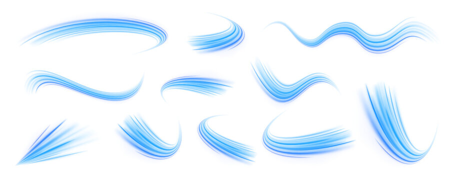 Cyan lines curve in dynamic loops over a dark cityscape. Energy streaks suggest rapid futuristic movement. Abstract neon vector illustration of speed and flow. PNG
