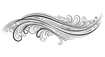 Fototapeta premium Elegant Black and White Swirl Design Element with Ornate Flourishes