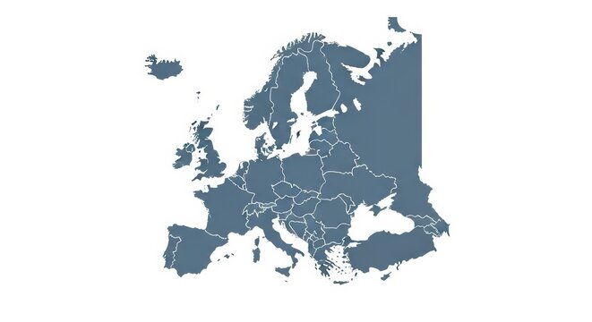 Europe political map with countries and borders. Vector illustration of the European continent.