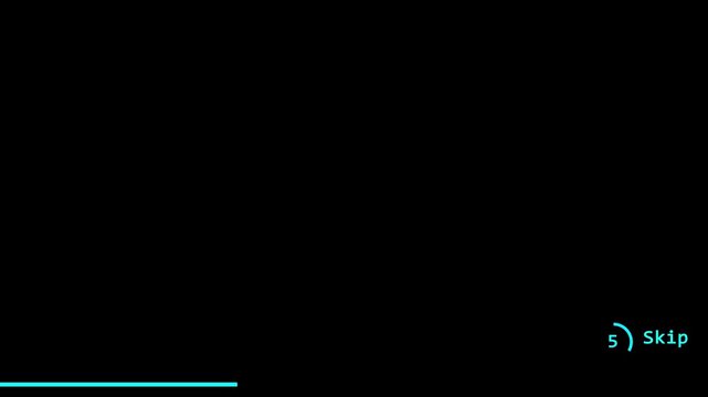 ad countdown progress bar completing to reveal skip button animation. black background.