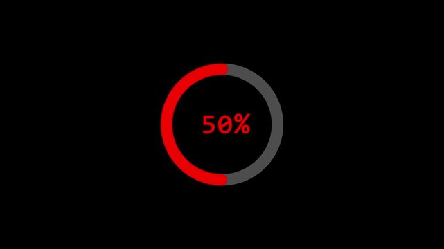 Animated circular loading mark with black background and no background.Abstract loading bar please wait icon animation background. processing from 100 to 0 transfer on with black background 4k video.