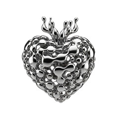 Abstract Liquid Chrome Heart with Bubbly Texture - Fluid Love Concept