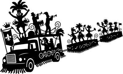 Obraz premium Dynamic Mardi Gras Carnival Float Silhouette Art