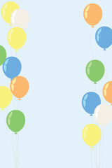 Vertical Kids Birthday Background with Colorful Balloons and Copy Space