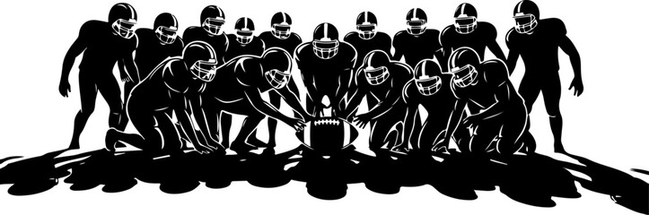 Obraz premium American Football Player Silhouette Team Set