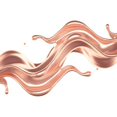 Abstract rose gold liquid metal shapes in 3D