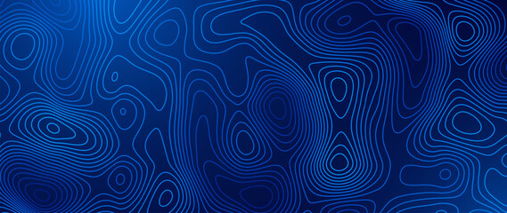 3D Sea Ocean Nautical Depth Topographic Topo Map Banner Background. Curvy Wavy Lines Vector Illustration. Hills, Rivers and Mountains. Geography Concept. © ec0de